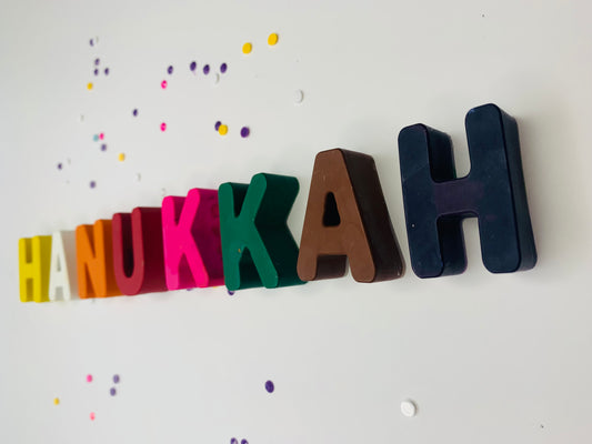 Colorful Hanukkah Crayons Letters