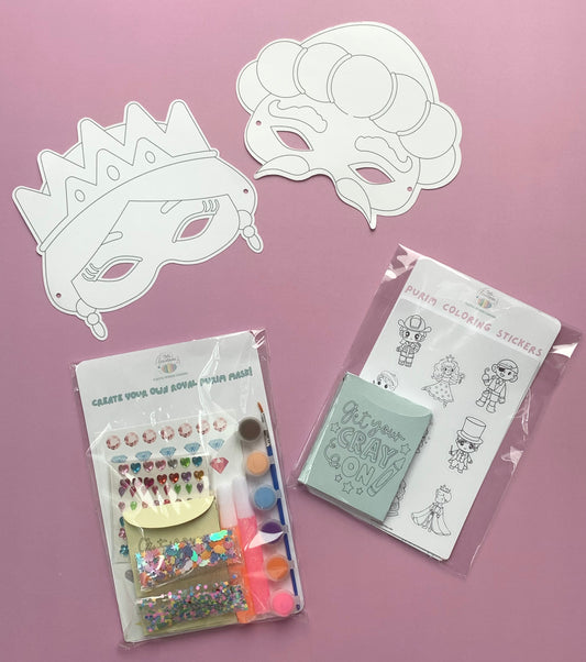 DIY Purim – Color Your Own Mask & Stickers Bundle